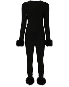 Комбинезон с перьями, черный Blumarine