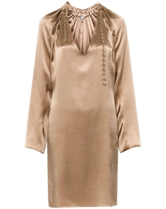 Шелковое платье мини с цепочкой, коричневый Loewe