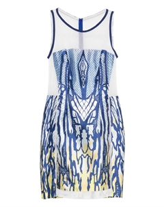 Платье мини с сетчатой вставкой, синий Gemy maalouf