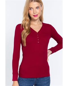Длинный рукав V-образный вырез планка термобелье топ Truedames