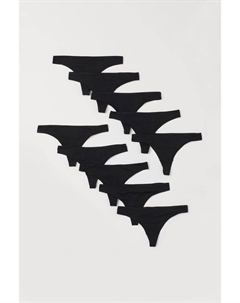 Набор трусов-стринг, 10 шт, черный H&m