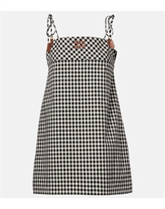 Мини-платье из хлопка в клетку виши, Bianco+Nero Miu miu