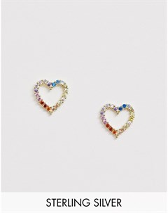 Серьги из позолоченного серебра в форме сердец с разноцветными камнями Lesa Michele Lesa michelle