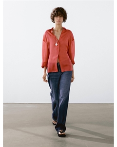 Рубашка из струящейся смеси рами, Cherry Red Massimo dutti