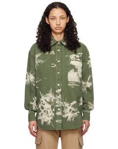 Зеленая джинсовая рубашка с отбеливателем Msgm