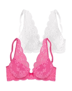 Бюстгальтер пуш-ап, Pink/White Petite fleur