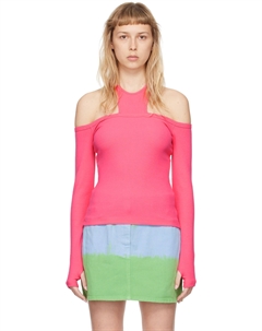 Розовая футболка с длинным рукавом с вырезом Msgm