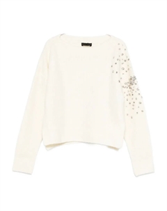 Свитер с украшением из кристаллов, белый Liu jo