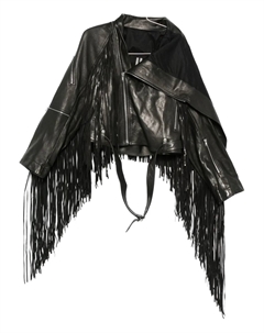 Кожаная куртка с бахромой, черный Rick owens