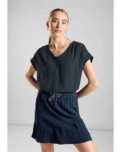 Топ-рубашка, мягкая мятая передняя часть из вискозы, зеленый Street one