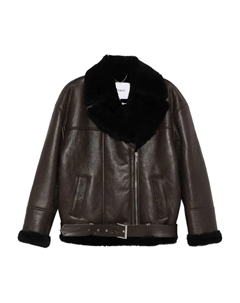 Кожаная куртка с овечьим воротником, коричневый Halfboy