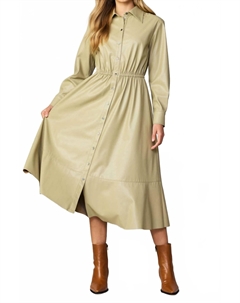 Длинное платье миди с рукавами из искусственной кожи в мягком оттенке зеленого папоротника Current air