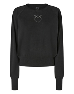 Свитер с логотипом и круглым вырезом, черный Pinko