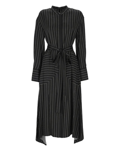 Платье миди Orlana в полоску с поясом, черный Joseph