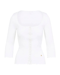 Кардиган в рубчик на пуговицах спереди, белый Chloe