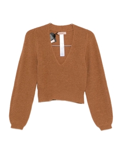 Свитер с V-образным вырезом, коричневый Twinset