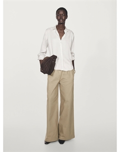 Струящаяся атласная рубашка, белый Massimo dutti