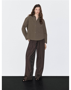 Рубашка из 100% хлопка с декоративными швами, темно-зеленый Massimo dutti