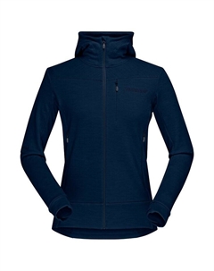 Женская флисовая кофта Falketind Warmwool2 Stretch с капюшоном-молнией, цвет индиго, ночь - xs Norrona