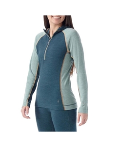 Классический термобелье из мериносовой шерсти с капюшоном на молнии 1/2 - женский, Twilight Blue/Arctic Green Smartwool