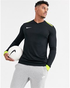 Черный лонгслив со вставкой и манжетами контрастного цвета Nike football