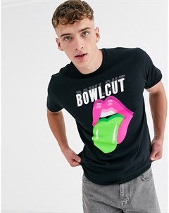 Черная футболка с принтом языка Bowlcut