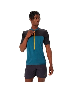 Футболка для трейлраннинга Fujitrail, топ, магнитный, синяя, производительность, черная - s Asics