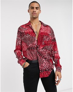 Красная рубашка для вечеринок с леопардовым принтом One above another