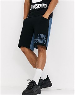 Контрастные шорты из денима и трикотажа с логотипом Love moschino