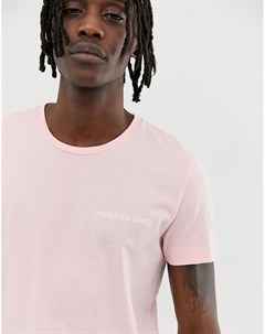 Розовая облегающая футболка с логотипом на груди institutional Calvin klein jeans
