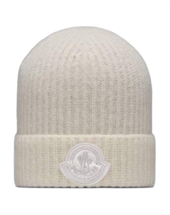 Шерсть, нейлон, полиамид, кристалл, женская шапка-бини бежевая Moncler