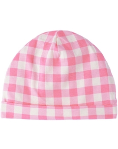 Детская розовая шапка в клетку Mini rodini