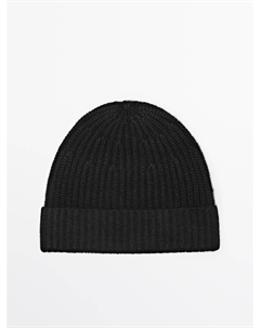 Шапочка бини из 100% кашемира в рубчик, черный Massimo dutti