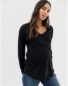 Черная oversize туника с V образным вырезом ASOS DESIGN Maternity Asos maternity