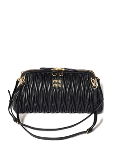 Клатч из стеганой кожи, черный Miu miu