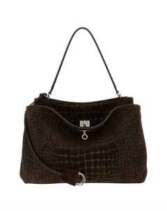 Сумка через плечо Medium Rodeo с тиснением под крокодила и верхней ручкой, коричневый Balenciaga