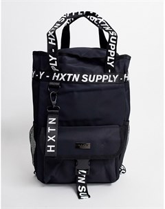 Черный рюкзак в стиле милитари с отделкой кантом с логотипом Supply Hxtn