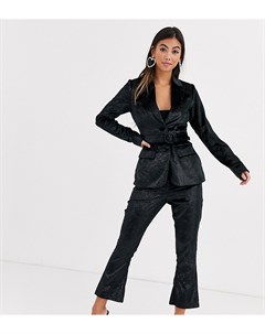 Черные строгие брюки из бархата с блестками Fashion union petite