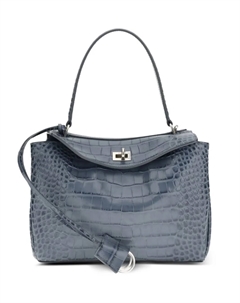 Сумка-тоут Rodeo маленького размера с эффектом крокодиловой кожи, синий Balenciaga