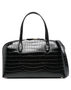 Сумка-тоут Day среднего размера с тиснением под крокодила Toteme, черный