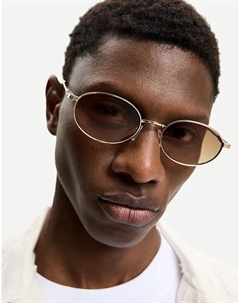 Солнцезащитные очки с металлическим покрытием бежевого цвета Bershka