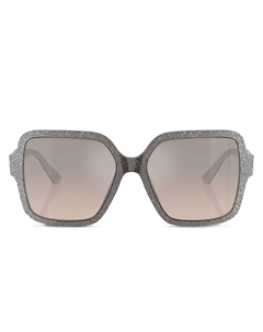 Солнцезащитные очки в квадратной оправе с блестками, коричневый Jimmy choo