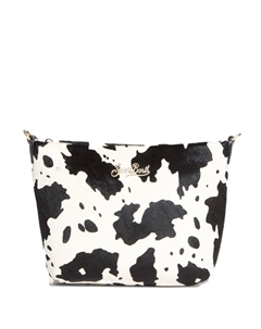 Сумка-клатч из кожи с коровьим принтом Aline, белый Mc2 saint barth