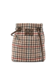 Кроссбоди с нашивкой-логотипом и клетчатым узором, коричневый Miu miu