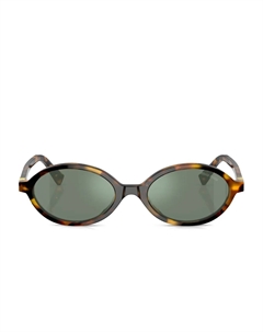 Солнцезащитные очки в овальной оправе черепаховой расцветки, коричневый Miu miu