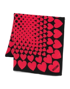 Шарф с принтом в виде сердец, черный Moschino