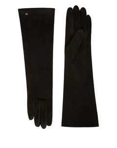 Кожаные перчатки с подвеской-логотипом, черный Max mara