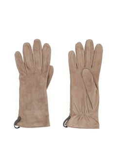 Замшевые перчатки на резинке, нейтральный Brunello cucinelli