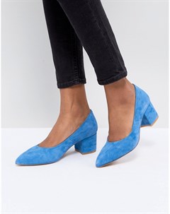 Синие замшевые туфли на блочном каблуке Gestuz