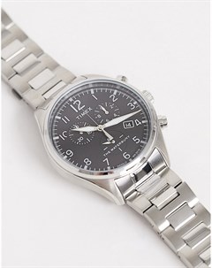 Серебристые наручные часы с хронографом Waterbury 42 мм Timex